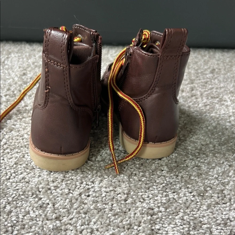 Cat & Jack Brown Kids Boots with Yellow Laces
